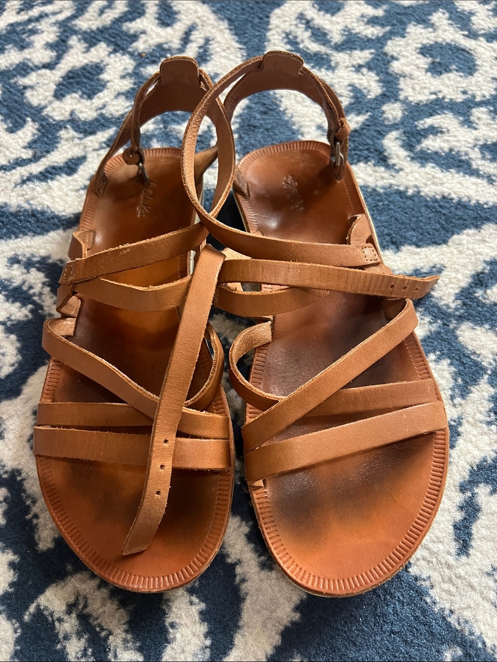 OluKai Brown Leather Multi-Strap Leather Women's Sandals